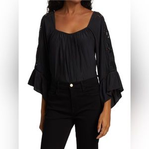 NWT! Ramy Brook NY • Jackie Embroidered Satin Charmeuse Top • XS • Retail $325